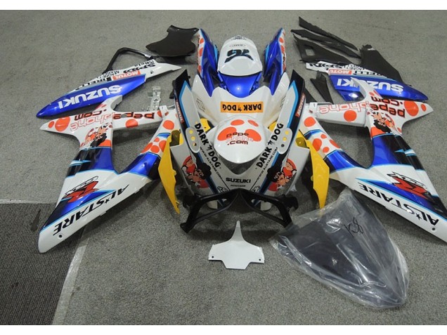 Blanc Bleu Dark Dog Carénage GSXR 600 K8 08-10 Blanc Bleu Dark Dog Carénage GSXR 600 K8 08-10