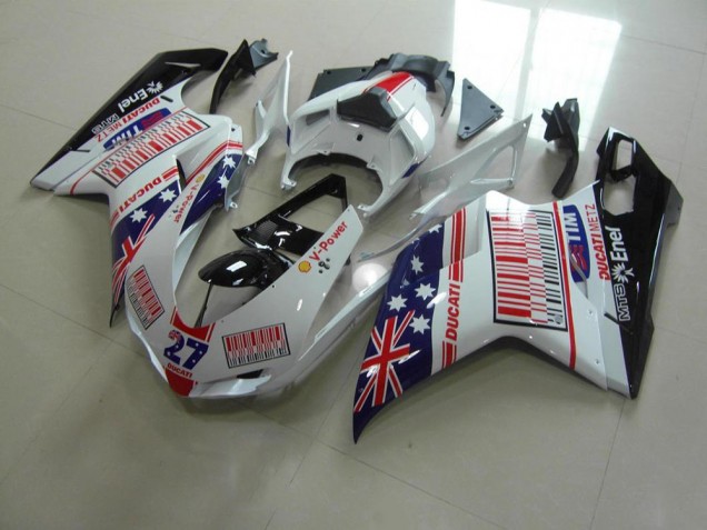 Blanc Bleu Rouge Carénage Ducati 848 1098 1198 07-14 Blanc Bleu Rouge Carénage Ducati 848 1098 1198 07-14