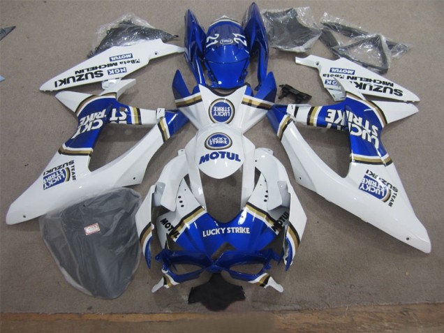 Blanc Lucky Strike Bleu Motul Carénage GSXR 600 K8 08-10 Blanc Lucky Strike Bleu Motul Carénage GSXR 600 K8 08-10