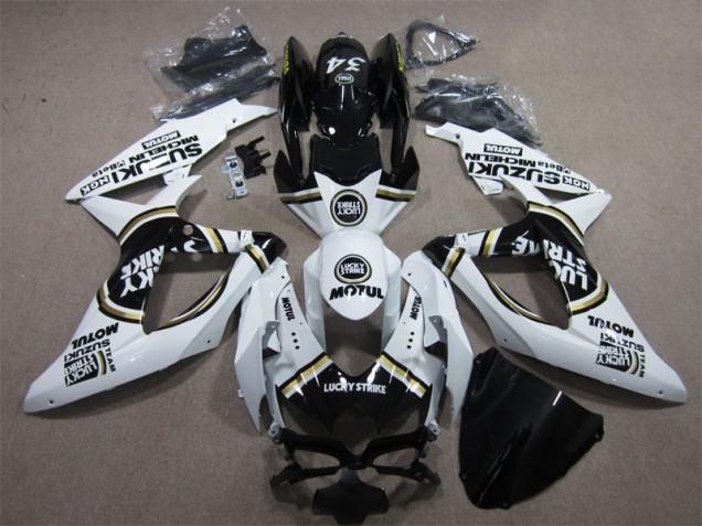 Blanc Lucky Strike Noir Motul Carénage GSXR 600 K8 08-10 Blanc Lucky Strike Noir Motul Carénage GSXR 600 K8 08-10