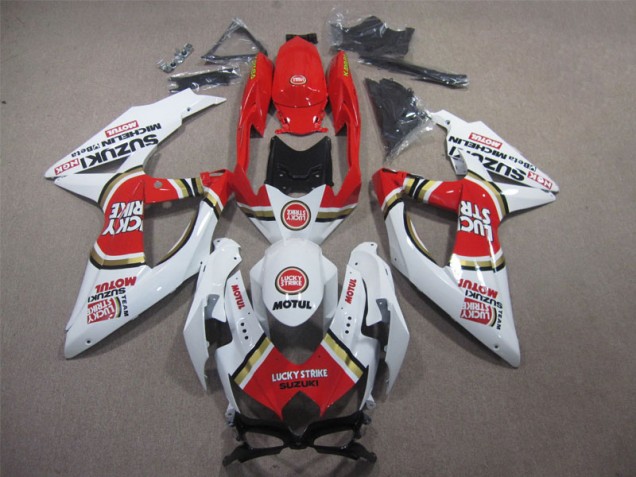 Blanc Lucky Strike Rouge Motul Carénage GSXR 600 K8 08-10 Blanc Lucky Strike Rouge Motul Carénage GSXR 600 K8 08-10