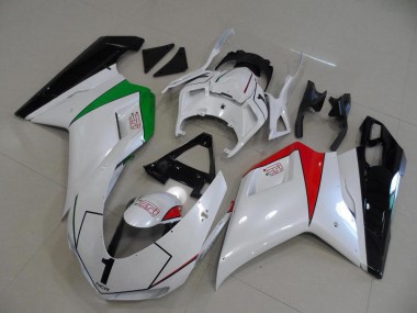 Blanc Nacré avec Italy Flag Carénage Ducati 848 1098 1198 07-14
