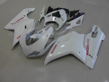 Blanc Nacré avec Rouge Décalque Carénage Ducati 848 1098 1198 07-14