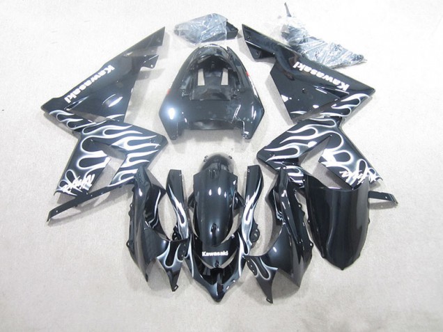 Noir Blanc Flamme Carénage ZX10R 03-05 Noir Blanc Flamme Carénage ZX10R 03-05