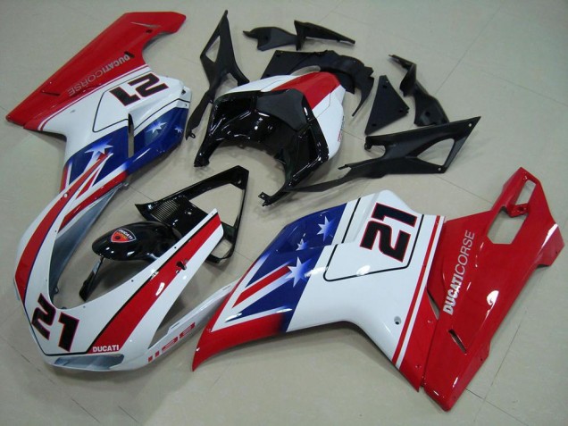 Noir Blanc Rouge 21 Carénage Ducati 848 1098 1198 07-14 Noir Blanc Rouge 21 Carénage Ducati 848 1098 1198 07-14