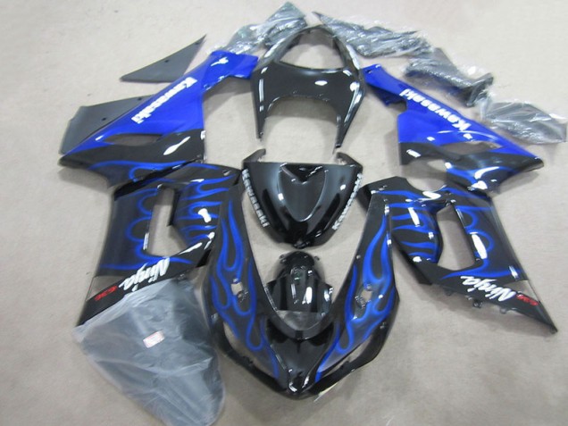 Noir Bleu Flamme Ninja 636 Carénage ZX6R 05-06 Noir Bleu Flamme Ninja 636 Carénage ZX6R 05-06