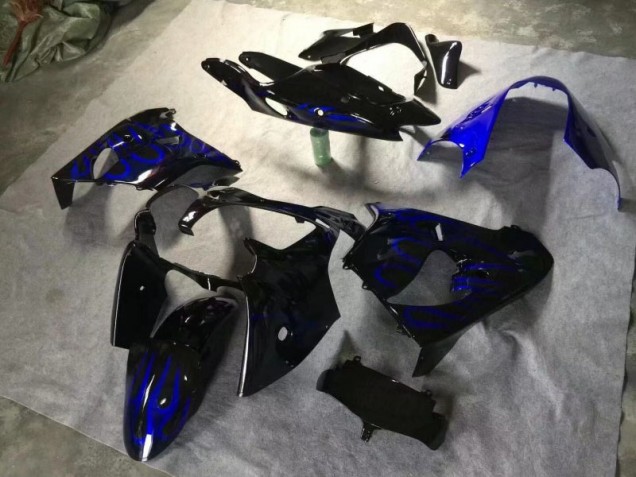 Noir Brillant Bleu Flamme Carénage ZX9R 00-01 Noir Brillant Bleu Flamme Carénage ZX9R 00-01