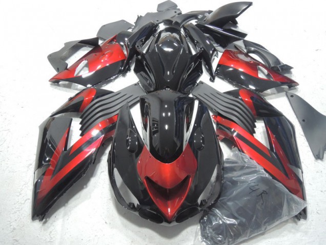 Noir Rouge Carénage ZX14R ZZR 1400 06-11 Noir Rouge Carénage ZX14R ZZR 1400 06-11