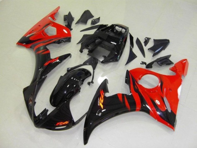 Noir Rouge Flamme Carénages R6 03-05 Noir Rouge Flamme Carénages R6 03-05