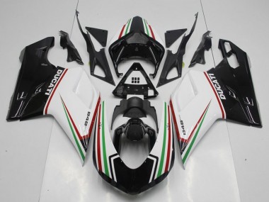 Noir Vert et Blanc Carénage Ducati 848 1098 1198 07-14