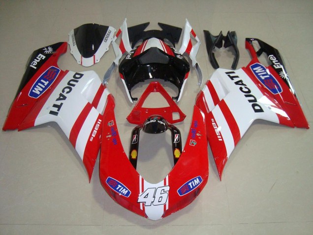 Rouge Blanc 46 Carénage Ducati 848 1098 1198 07-14 Rouge Blanc 46 Carénage Ducati 848 1098 1198 07-14